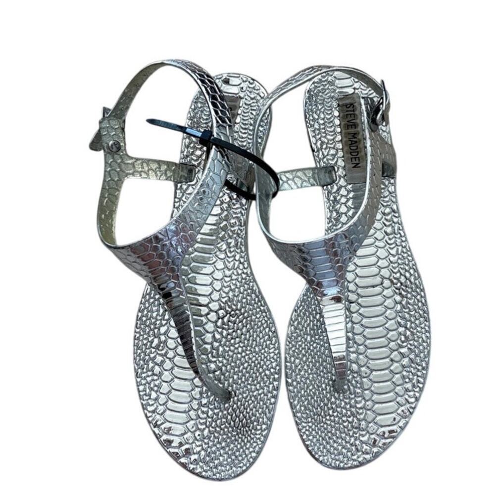 Steve Madden Grover Silver Croc Slide Sandals
